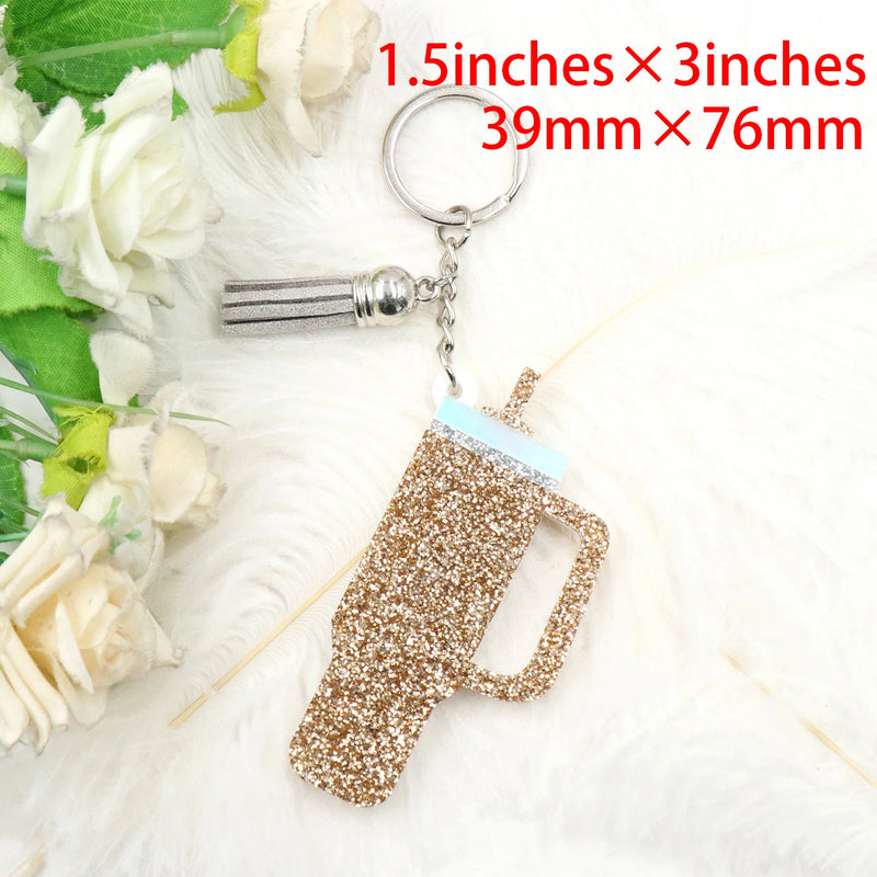 1piece New product Inspired Tumbler Cup Keychain Glitter Acrylic Gift for Cup Lover