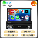 Podofo 4Core 1Din Android Car Stereo 7 ''Retractable Screen Car Radio Carplay Android 2 + 64G Mirror Link GPS WIFI Car Audio
