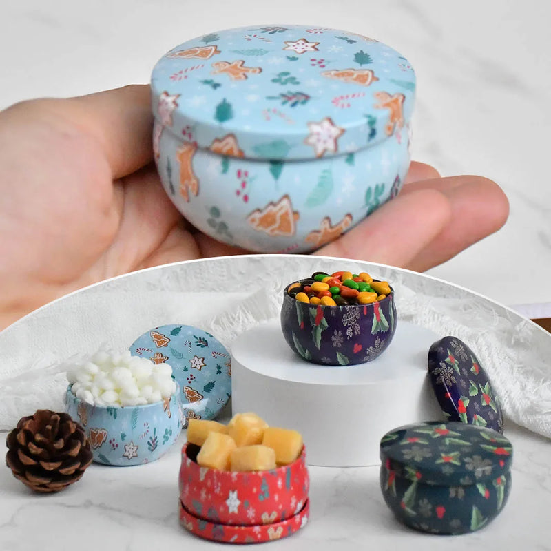 12pcs Premium Floral Printed Candle Tins，DIY Round candle container，Be used for Creative Candle Making, Christmas candle jars.