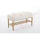 Teddy fabric Upholstered Storage Shoe Bench, Modern Bedroom Bench with Metal Legs for Living Room, Entryway, Dining Room,