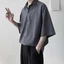 Clothes Short Sleeve Black Male Top Plain Men's Shirt And Blouse With Collar Korean Style Xxl Luxury Summer Original Silk Luxury