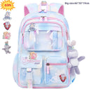 Waterproof Rainbow Schoolbag Student Girls Children's Princess Refrigerator Door Backpack Spine Protector Shoulder Bags Cute