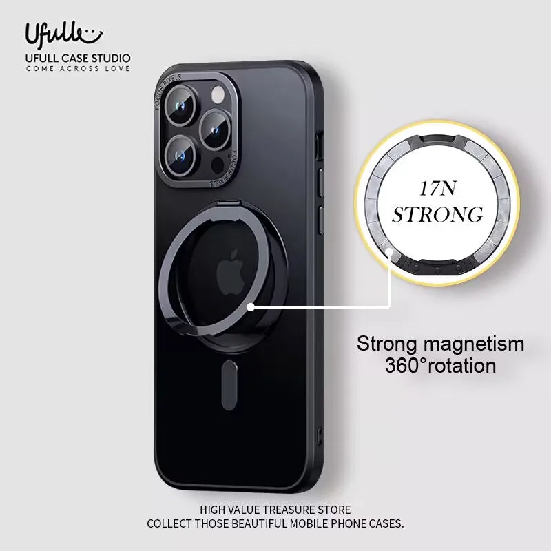 Magnetic 360° Ring Holder Phone Case For iPhone 15 14 13 12 11 Pro Max 14 15 Plus For MagSafe Wireless Charging Shockproof Cover