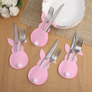 4Pcs Easter Bunny Felt Cutlery Holder Bag Happy Easter Decorations for Home Tableware Accessories Rabbit Cutlery Cover Bag Table