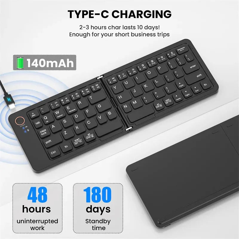 Bluetooth Keyboard Wireless Keyboard Folding Keyboard Portable Foldable Mini Keyboard For Windows Android IOS Laptop Tablet