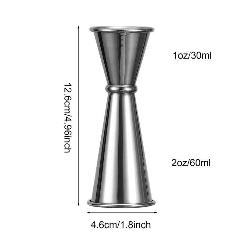 1PC Double Cocktail Jigger Dual Design with Measurements Scale Inside Stainless Steel Measuring Cup Bar Japanese Jigger