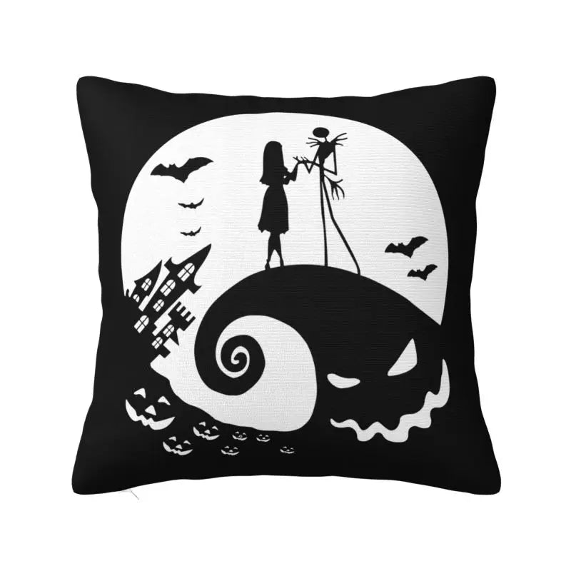 Custom Halloween Skull Jack Sally Throw Pillow Case Home Decor Nightmare Before Christmas Movie Cushion Cover Square Pillowcase