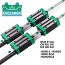 HGR20 HGR15 CNC Square Guide Linear Rail 2PCS ANY LENGTH + 4PCS HGH15CA / HGH20CA Slide Block Carriage for CNC Router Engraving