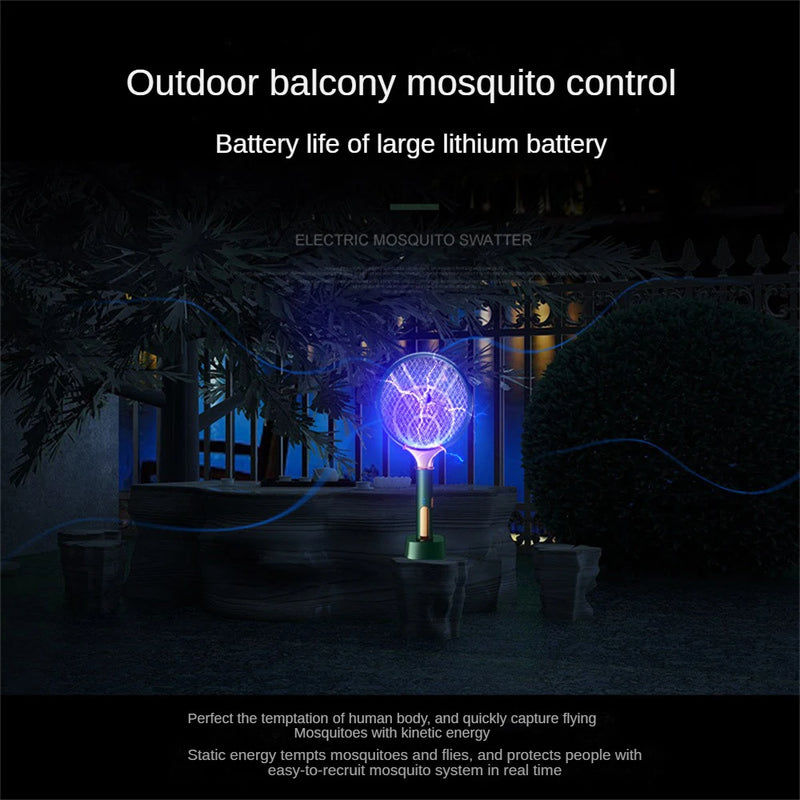 2-in-1 Electric Insect Racket Swatter Zapper 3000V USB Rechargeable Summer Mosquito Swatter Kill Fly Bug Zapper Mosquito Racket