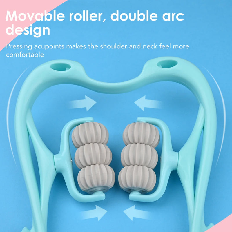 Roller Cervical Spine Massager 6-wheel Neck Massager Back Pressing Massage Relax Relieve Hand Pressure Deep Muscle Massage