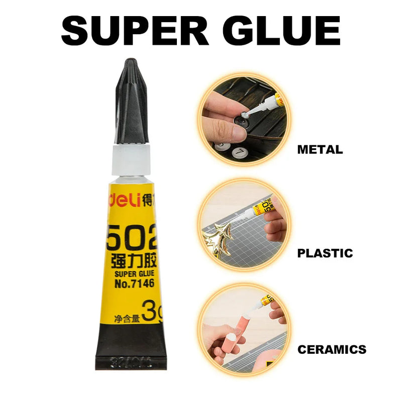 10pcs Deli 502 Liquid Glue Diy Office Glass Phone Supplies Metal Supplies Ceramic Contact High Quality Durable Glass Super Glue