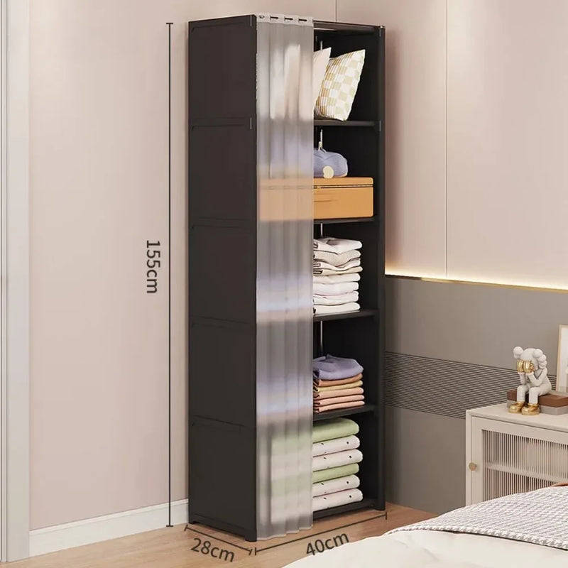 Dustproof Wardrobe Multipurpose Storage Rack Folding Plastic Cabinet Wardrobes Simple Assembly Multi-layer Wardrobe Partition