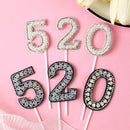 Number 0-9 Pearl Cake Topper Diamond  Dazzling  Insert Goddess Birthday Accessories Valentine's Day Wedding Cake Decoration