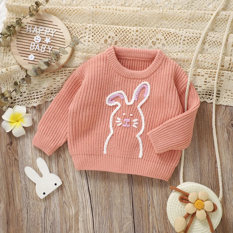 Adorable Infant Easter Jumper with Cute Bunny Design Soft Long Sleeve Crew Neck Knit Pullover for Baby Boy or Girl
