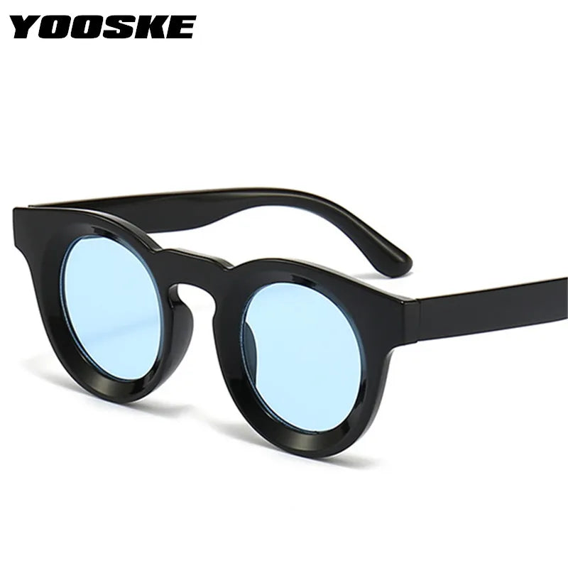 YOOSKE Retro Round Sunglasses Men Women Personality Classic Black Red Sun Glasses Female Fashion Jelly Color Goggle Shades UV400