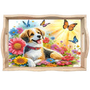 Wooden Animals Flowers 5D DIY Diamond Painting Serving Tray with Handle DIY Diamond Painting Food Tray Kit for Coffee Table