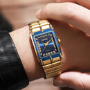 WWOOR New Luxury Gold Man's Watches Business Waterproof Male Clock Stainless Steel Square Quartz Watch For Men Relogio Masculino