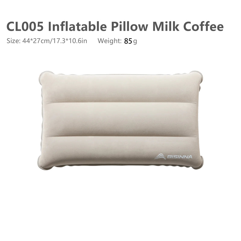 BISINNA Inflatable Pillow,Portable Camping Neck Pillow,Compressible Folding Flocking Air Cushion for Sleeping Travel Hiking