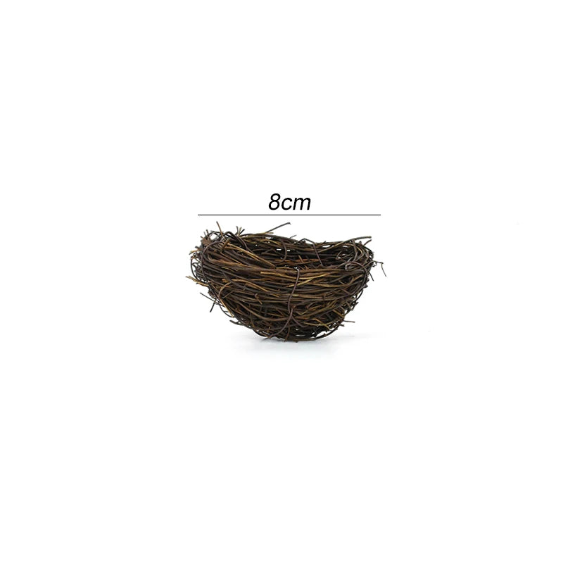 Artificial Rattan Round Nest Cages Easter Eggs Storage Simulated Bird's Nest Easter Party Tree Decoration DIY Craft Bird House