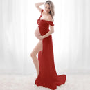 Maternity Dresses for Photo Shoot Off Shoulder Short Sleeve Mesh Sheer Split Long Pregnancy Dress Women Maternity Clothes