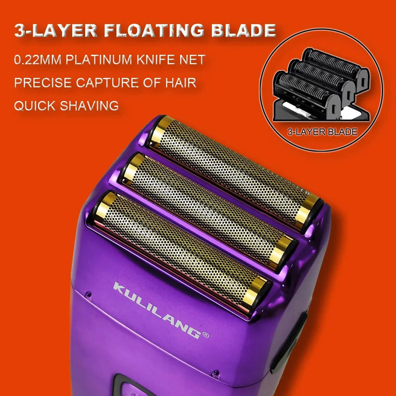 KULILANG Professional Oil Head Gradient Electric Hair Shaver Titanium Plated knife net Hair Salon Trimmer R11F Purple