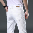 2025 Autumn Men's White Slim Fit Straight Jeans Casual Stretch Denim Pants Comfortable Fashion Streetwear Male Brand Clothing