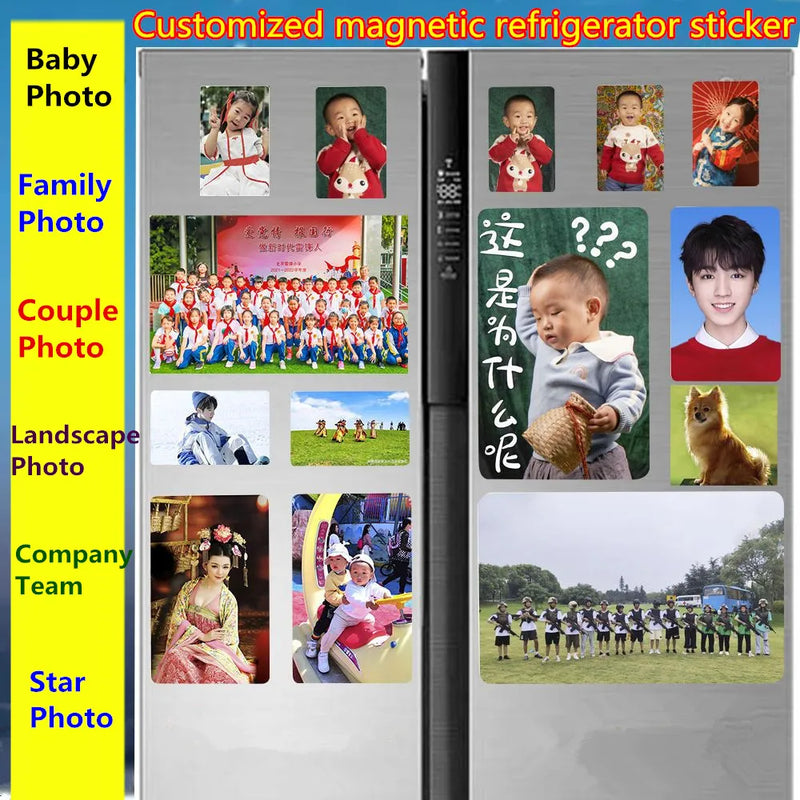 Customized photos Magnetic refrigerator sticker DIY creative baby photos Couple photos Landscape photos Customized Fridge magnet