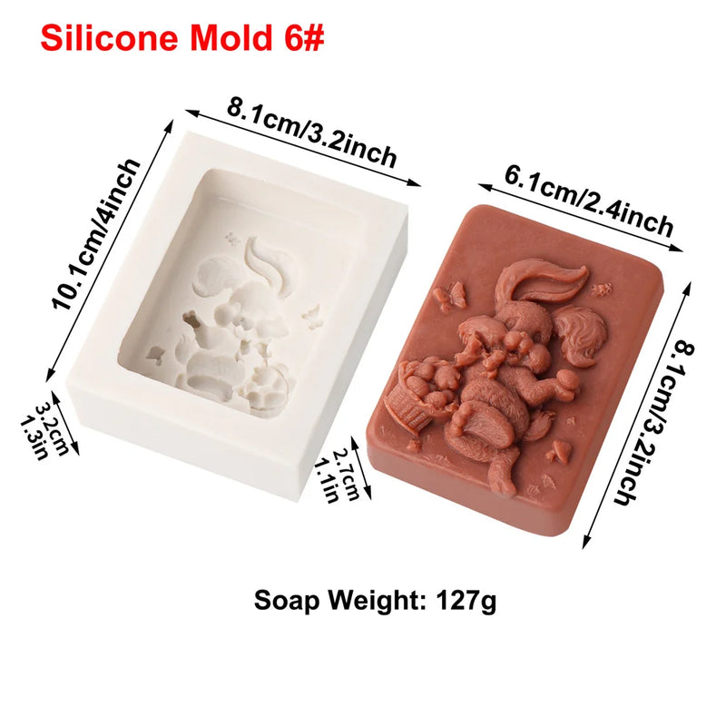 Easter Rabbit Silicone Soap Mold Bunny with Flower Round Silicone Molds Diy Cake Decorative Mousse Baking Tool Festival Gifts