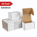 6x4x4 Shipping Boxes Set of 50,White Corrugated Cardboard Box for Mailing Packing Gifts Small Business