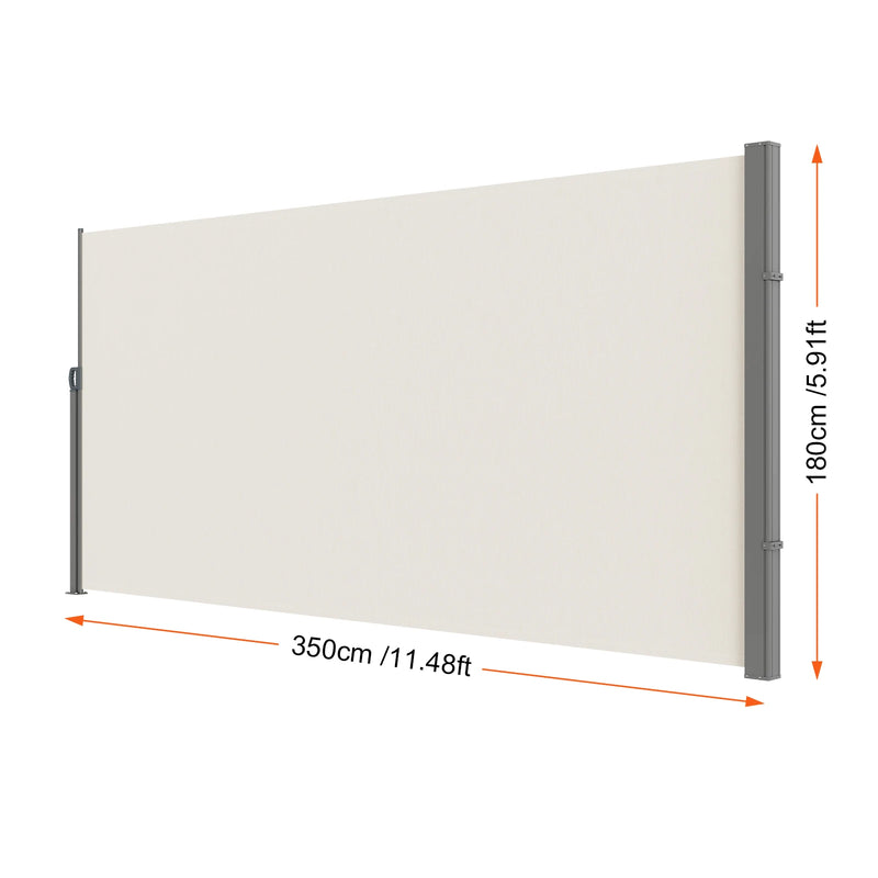 SucceBuy Retractable Side Awning Outdoor Privacy Polyester Water-proof Retractable Patio Screen UV 30+ Room Divider Wind Screen