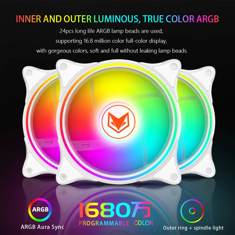 COOLMOON Computer Case 120mm Fan 5V 3 Pin ARGB Cooling Ventilado 12V 4 Pin PWM Computer Chassis Fans Ventilador 12cm Aura Sync
