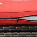 27 Gallon Pe Rattan Wicker Storage Bench, Large Outdoor Patio Box, Red