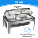 Roll Top Chafing Dish Buffet Set, 9 Quart 1/2 Size Pan Chafer, Rectangle Stainless Steel Set, For Wedding, Parties, Banquet,