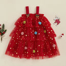 Toddler Baby Girl Christmas Dress Star Sequin Layered Tutu Tulle Dress Girls Cake Smash Xmas Tree Dresses