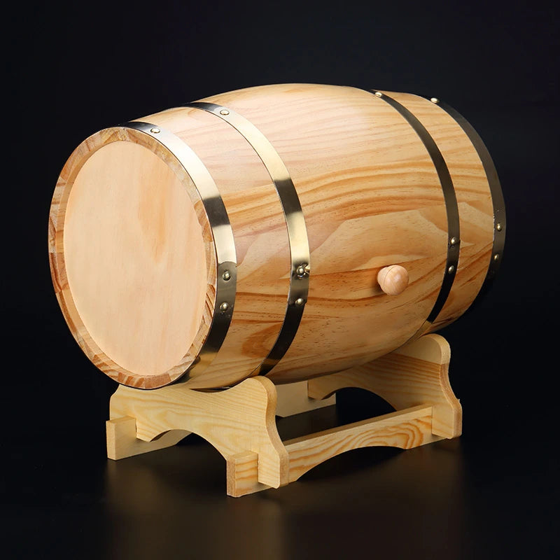 3L Oak Red Wine Cask  Beer Brewing Keg Vintage Wood Oak Timber Wine Barrel For Whiskey Rum Port Decorative Barrel Keg Hotel