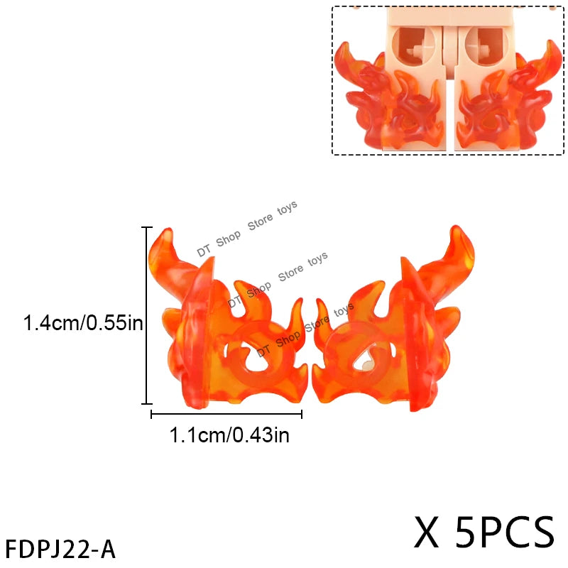 5PCS Cartoon Special Effects Pieces Arm Fist Wind Lightning Leg Flames Weapons Accessories Assemble Scene Bricks Kids for Toys