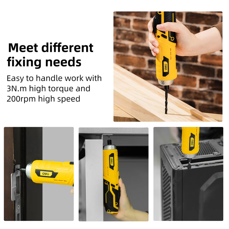 Deli 11pcs 3.6V USB Small Power Electric Screwdriver Set,Compact and Powerful Tool for Precision Fastening,Ideal for DIY