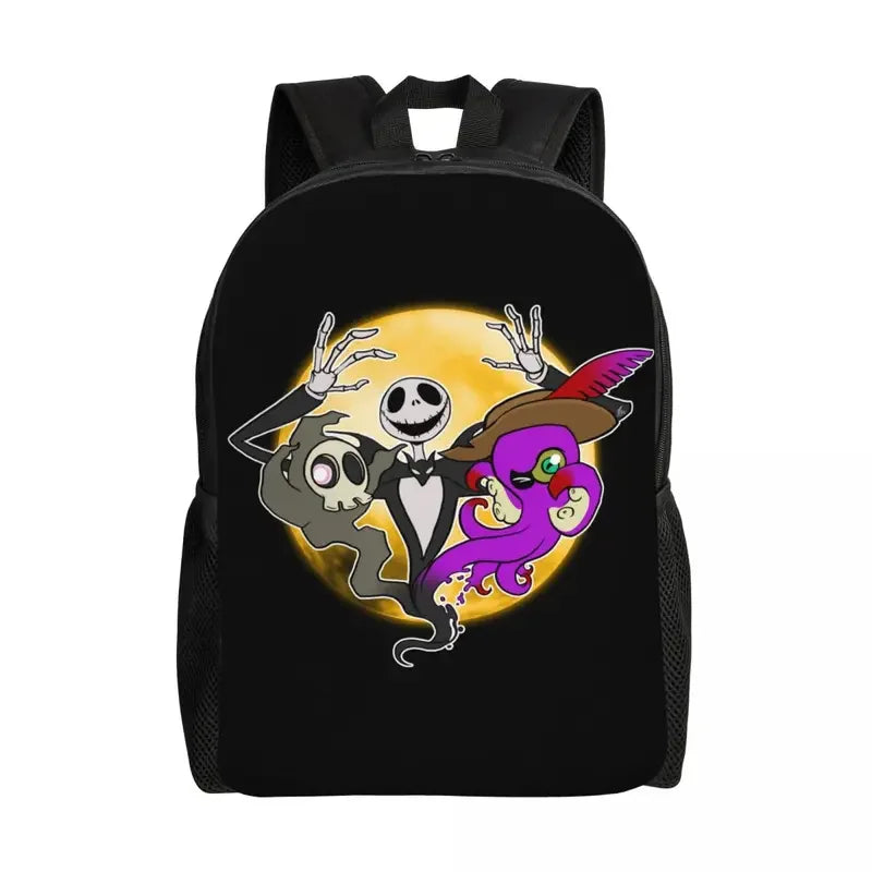 Custom Nightmare Before Christmas Backpacks for Men Women School College Student Bookbag Skellington Halloween Skull Bags