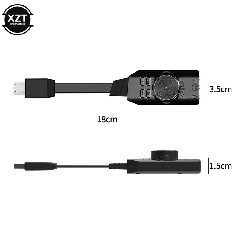 7.1Channel External USB Computer Game Sound Card for PUBG Gaming External Audio Card 3.5mm USB Adapter Plug and Play PC Laptop