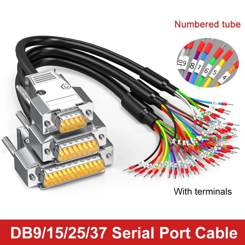 DB9 DB15 DB25 Serial Port Connector Line with Number Tube 9/15/25/37 Pin Terminal Wire DB37/25/15 Parallel Port Connecting Cord