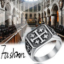 BONISKISS Men's Cross Ring Retro Jerusalem stainless steel signet ring Religious ring Father's Day Baptism Easter Holiday gift