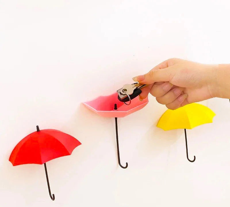 Umbrella Shape Adhesive Sticker Wall Hook Creative Hanger Cute Bag Key Holder Wedding Bathroom Kitchen Christmas Home Decoration