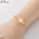 Stainless Steel Plant Charm Bracelet Minimalist Lotus Mandala Leaf Snowflake Bracelets for Women Tree of Life Bangles Jewelry
