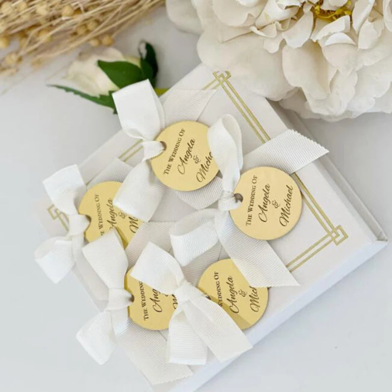 Personalized Mirror Acrylic Tags For Wedding Engagement Custom Baptism Wedding Name Baby Baptism Mirror Decoration Gift Tags