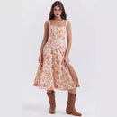 Summer New Elegant Slimming Long Dress Tank Sexy Side Slit Fragment Flower Dress Women's Waist-Fitted Clothing
