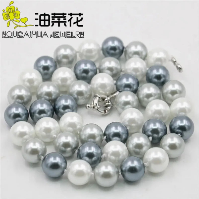 Fashion Charm 10mm Mixed Color Shell Pearl Necklace Jewelry Accessories Woman Christmas Wedding Gift Design Production  18" AAA