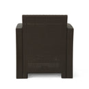 Outdoor Brown Faux Wicker Club Chairs with Mixed Beige Water Resistant Cushions