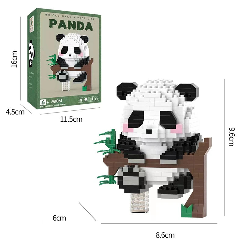 Creative Chinese Giant Panda Building Blocks Flowers Cute Puzzle Assembled Children’s Birthday Gift Casual Assembled Toy