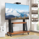 Mobile TV Cart for 32-75 Inch Screens, Movable Rolling Floor TV Stand with Shelf Locking Wheel, Height Ajustable Heavy-Duty