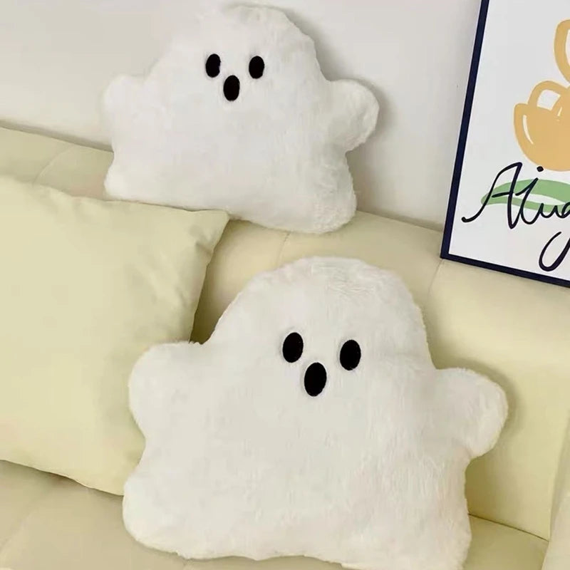 Kawaii White Cloud Ghost Pillow Halloween Plush Chair Back Stuffed Soft Sofa Cushion Children Party Gift Doll Home Bedroom Decor